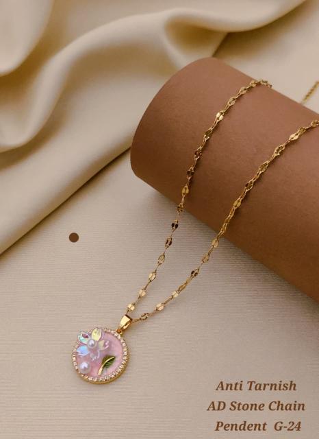 Anti tranish ad Stone chain pendent G 24 Artificial pearl jewellery wholesale in Pune